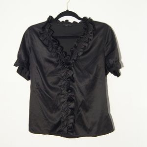 ❤️ The Limited Black Satin like Ruffle Blouse sz M